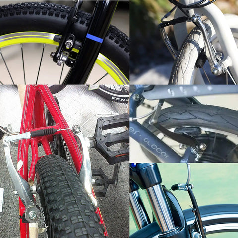 V-Type Bike Brake Set With Front And Rear Calipers, Universal MTB Brakes attached to various bikes
