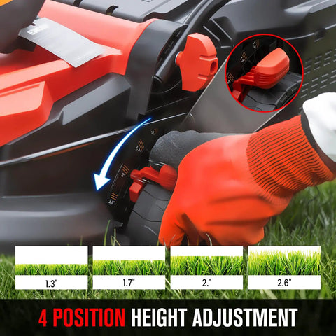 Corded Electric Lawn Mower 14-Inch Deck 11Amp Power No Gas Quiet Lightweight Push Mower With 30L Bag 4-Position Height Adjustment