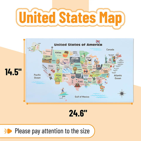 United States Map For Kids Poster Large 24.6 By 14.5 Inches Laminated 200Gsm Colorful Educational Poster With Easy Read Labels