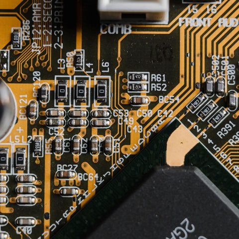 Close-up of electronic circuit board with SMD resistors for Must Have Ultimate SMD Resistor Kit From Zero Ohm To Ten Meg Ohm With Sixty Values One Percent Tolerance One Eighth Watt 0805 Chip Resistors Assortment Pack With 1500 Pieces For Prototyping DIY Electronics And Real World Projects