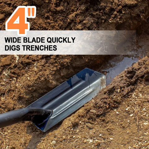 Heavy Duty Trench Shovel For Digging With A 4 Inch Steel Blade And Fiberglass Handle 56 Inch Long Digging Tool In Soil