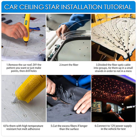 Car ceiling star installation tutorial for Twinkle Fiber Optic Star Lights Headliner Kit For Cars With 550 Fibers At 0.03 Inch