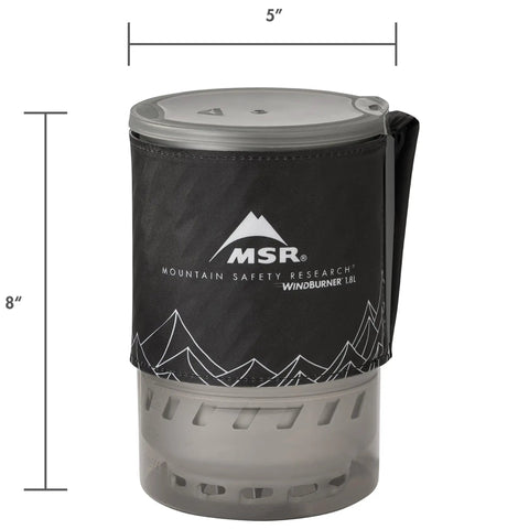 Windproof Camping Stove System With Radiant Burner And Regulator Fast Boil 1.8 Liter Pot in compact nesting design.