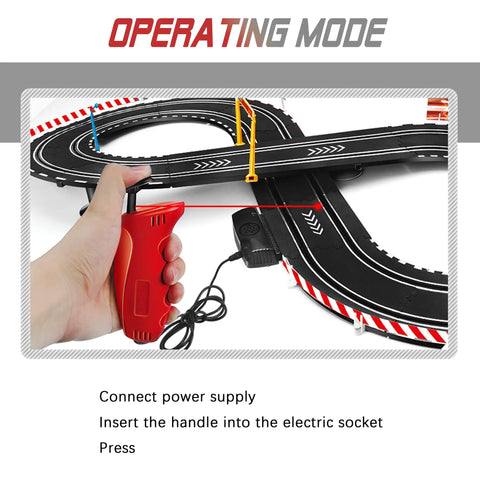 Hand operating Totally Electric Slot Car Race Track Set For Kids Dual Color Cars Loop Flyover Beginner Friendly Easy Assembly