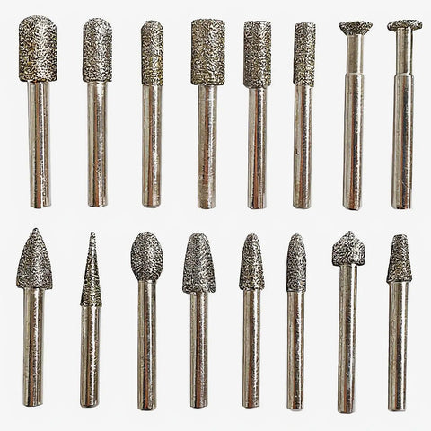 Dope 20-Piece 1/4 Inch Shank Diamond Coated Grinding Burrs Set With 60 Grit Mounted Points For Die Grinder Or Cordless Drill, Perfect For Carving Jade Glass Mold Repair Metal And Stone Grinding