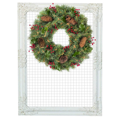 Two Sheets 1/4 Inch Welded Wire Mesh Roll 13.7 By 40 Inches Hardware Cloth Galvanized in ornate white frame with wreath