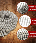 Stainless Steel Ring Shank Siding Nails 1.75 Inch By 0.090 Inch Diameter, 304 Grade Weatherproof Wire Coil For Wood Siding