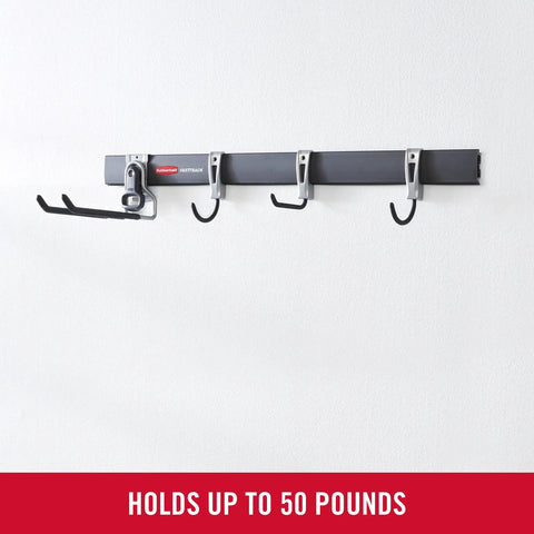 32 Inch FastTrack Garage Rail With All In One Hook Kit Black Heavy Duty Tool Organizer for home garage or shed wall