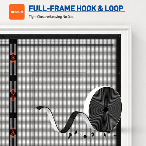 Magnetic Screen Door for 32x80 Openings, Fits 34x81 Mesh with Strong Magnetic Closure, reinforced hook and loop detail