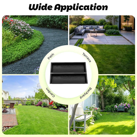 Concrete Molds 2 Pack Walk Path Paver Molds 23.42 x 7.48 x 1.77 Inches Stepping Stone Forms With Wood Grain Cement Pattern For DIY Friendly Sidewalk Patio Or Garden Decor in various garden settings.