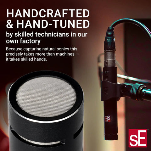 Detailed view of Matched Pair Small Diaphragm Condenser Microphones, XLR, Pro Instrument Mics with focus on handcrafted quality.
