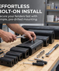 Installing Beefy Heavy Duty Rubber Dock Bumper for Docks and Ships, D Type Fender with tools on workbench