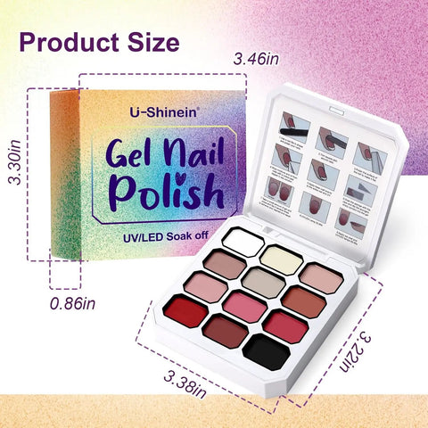 24 Color Gradient Nail Gel Palette Set With Nude White Pink Blue Black Ombre Shades, HEMA Free And TPO Free Formula open palette