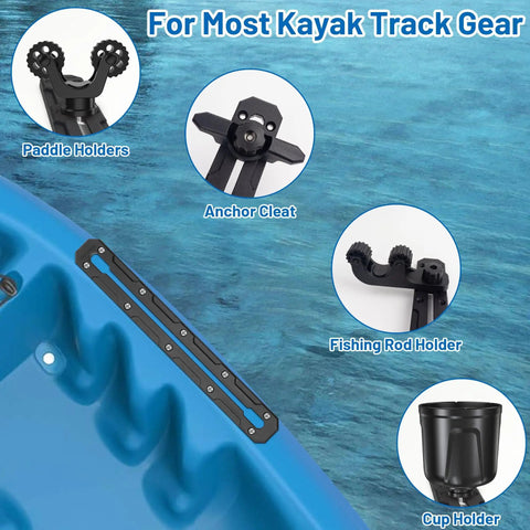 13.3 Inch Kayak Gear Track Set Two Pack With Low Profile Rails For Mounting Rod Holders Cup Holders Anchor Cleats And Gear Storage Includes 20 Stainless Steel Screws For Secure Marine Use On Fishing Kayaks, paddle holder