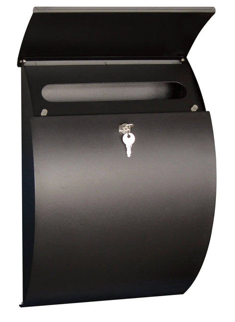 Locking Wall Mount Mailbox For Home, Large 18x13x5, Weatherproof Steel, Secure Lock, Rustproof Letter Box, Modern Black Finish
