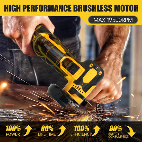 Cordless Brushless Mini Angle Grinder Kit With 3 Inch Grinding Discs 19500 RPM Ultra Lightweight Handheld Cutter for DIY projects