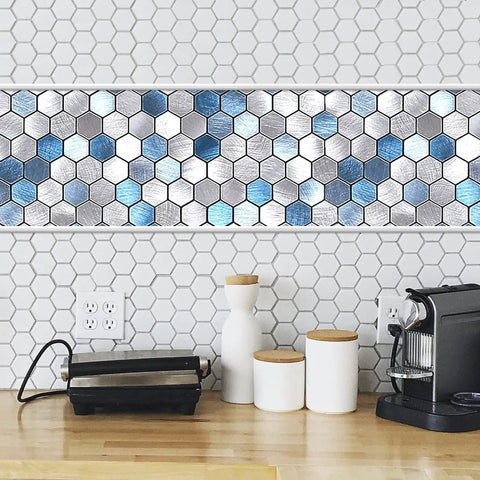25 Ft Flexible Peel And Stick Trim Molding For Backsplash And Tile Edges used around hexagonal tiled kitchen backsplash