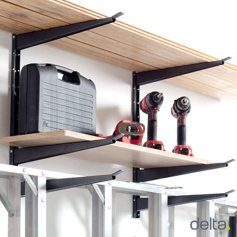 Heavy Duty Wood And Lumber Storage Rack Two Pack Holds Up To 960 Lbs Wall Mounted Steel Shelving For Garage Basement And Pantry