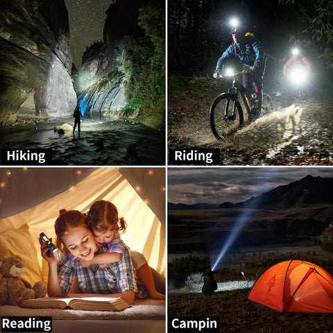 5 Pack Mini Pocket LED Flashlights USB C Rechargeable High Lumens EDC Torch used for hiking, biking, reading, and camping