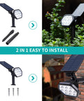 Solar Outdoor Lights 10 LED Landscape Spotlights, Two-In-One Wireless Adjustable Wall Lights in garden and wall installation positions