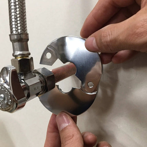 Installing Hinged Split Escutcheons For One Half Inch CTS Pipes In Chrome Finish With Screws Five Eighth Inch OD Pipe Covers