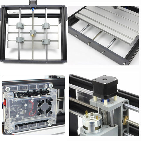 3018-PRO Desktop CNC Router Kit With USB 3 Axis Engraver And Milling Machine, detailed view of components and assembly