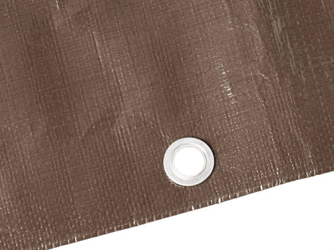 Close-up of eyelet on Heavy Duty Waterproof Poly Tarp Cover 30 By 40 Feet 5 Mil Thick Blue Multipurpose Tarp for Construction.