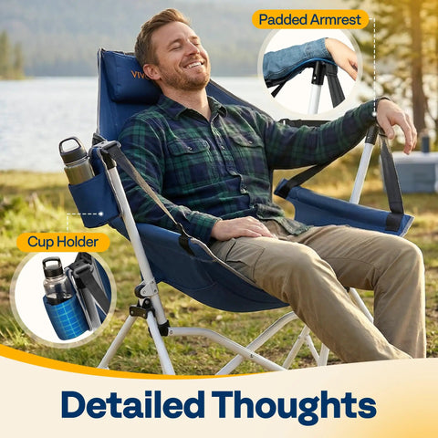 Man relaxing on Grab And Go Portable Hammock Camping Chair With Adjustable Pillow And Back Height Outdoor Swinging Rocking Seat