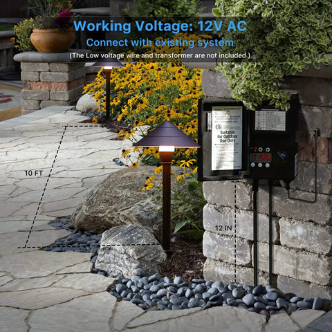 4 Pack Low Voltage Path Lights Kit With 2W LEDs 100 Lumen Warm White 2700K Bronze Outdoor Walkway Lighting Easy Install