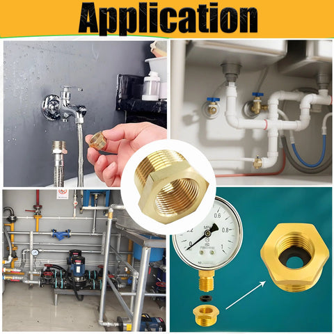 Application of brass reducer bushing 3/8 to 1/4 in plumbing and water lines