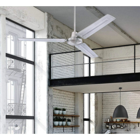 Jax 56 Inch Modern Industrial Ceiling Fan With Remote Control Brushed Nickel Finish in loft apartment