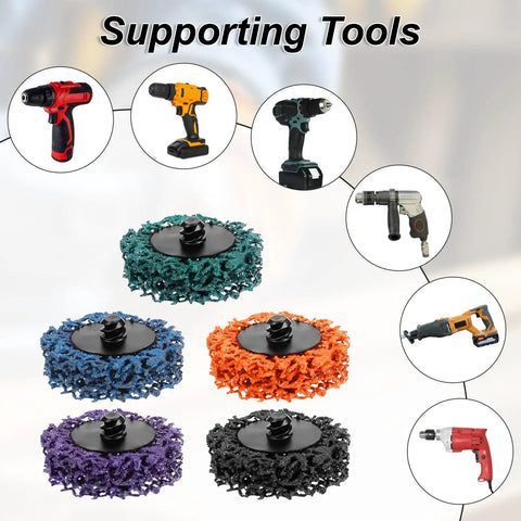All In One 45 Piece 2 Inch Diamond Sanding Discs Set for Drill or Die Grinder with rust remover kit, shown with 9 color discs and tools