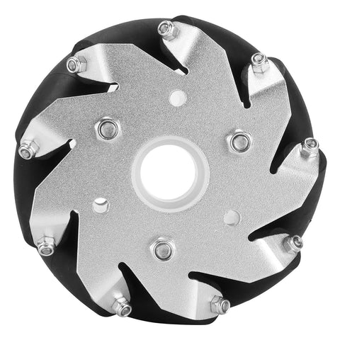 Omni directional robotics mecanum wheels 100mm set for precise control and high load capacity in compact robotics spaces.
