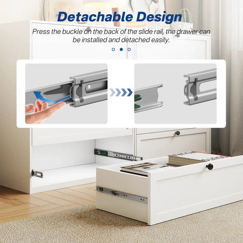 Detachable design of 6 Pairs 22 Inch Soft Close Drawer Slides Ball Bearing Cabinet Rails Silent Hydraulic Side Mount Hardware.