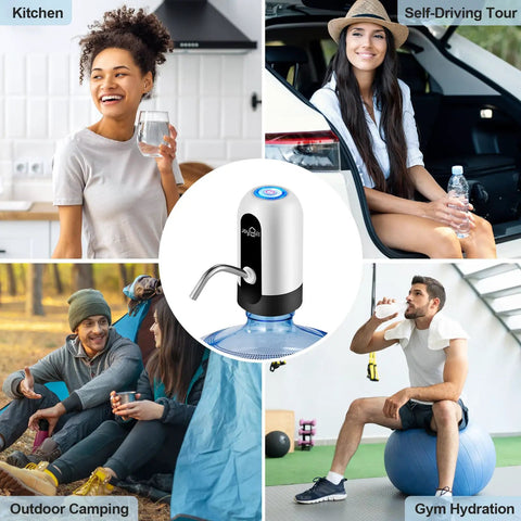 3 And 5 Gallon Water Bottle Dispenser With USB Charging Pump, Portable Camping Water Dispenser for Home and Office Use, Easy To Install