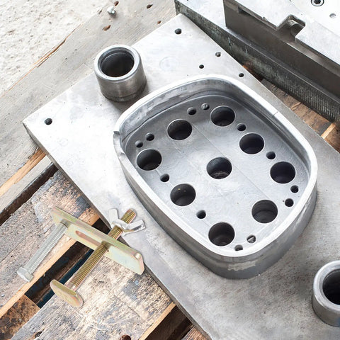 Two Sets Mini Hold Down Clamp Kit for CNC Routers with aluminum alloy press plate and steel workholding clamps in use