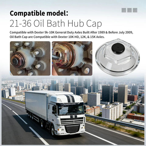 Four Piece Oil Bath Hub Cap Set For Dexter Axles 9K 10K 12K 15K With 4 Inch Thread Trailer Axle Hub Bearing Oil Cap 21 36
