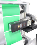 Automatic Desktop Conveyor Labeler 110V Works Like A Charm For Crisp Flat Applications 25-50 Pcs Per Min handles green label roll.