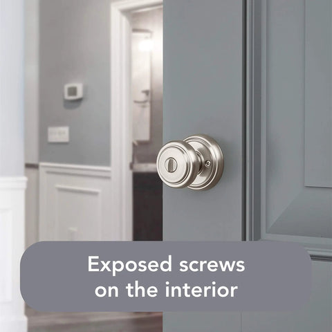 Interior Privacy Door Knob Lock For Bedroom Or Bathroom With Microban Protection Keyless Inside Lock Satin Nickel Finish No Fuss Easy DIY Install On Standard Doors Privacy You Can Trust And Quiet Operation