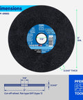Heavy-Duty Type 1 Cut-Off Wheel 6 Inch By 0.045 Inch By 7/8 Inch Aluminum Oxide Metal Cutting Disc 10,200 RPM Ideal For Steel And Stainless Steel Pack Of 25 Part 69865, showing dimensions and thickness