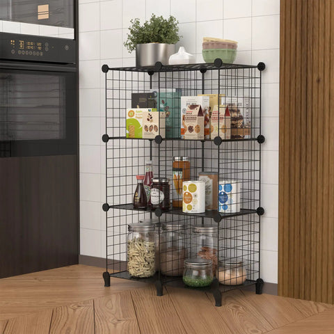 12 Inch Wire Storage Cubes Closet Organizer Set for Wardrobe and Garment Racks DIY Room Shelving System Holds Up To 22 Lbs Per Cube