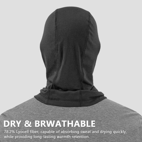 Cooling Balaclava Face Mask With Merino Wool And Lyocell for Men and Women, rear view showcasing breathable fabric and design