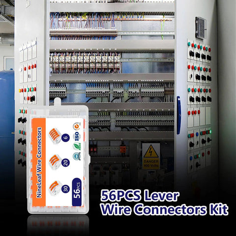 Transparent Housing Lever Wire Connector Kit With Test Hole For Quick Splice Connections beside industrial control panel