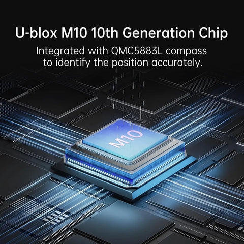 FPV GPS Module With QMC5883L Compass Dual Protocol Upgraded 10th Gen UBLOX Chip 10Hz on a circuit board.