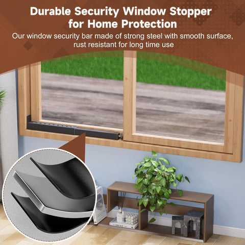 Heavy Duty Adjustable Window Security Bar For Sliding And Double Hung Windows Straight Up Tough Interior Lock Bar with smooth finish