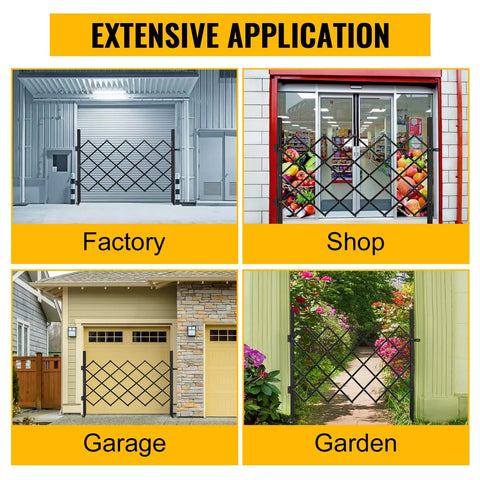 Heavy Duty Steel Frame Folding Security Gate With Smooth Ride Casters And Locks Solid Scissor Shield for Factory, Shop, Garage, Garden