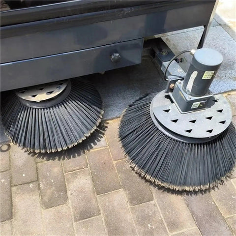 Ride-On Floor Sweeper Side Brush Replacement Part In Four Sizes D180 X400mm, D210 X450mm, D260 X500mm, And D130 X350mm showing heavy duty bristle design.