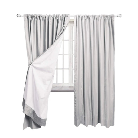 Room Darkening Blackout Window Curtains With Rod Pocket And Tie Back, 52 By 63 Inches, Light Gray, Set Of 2, installed on window
