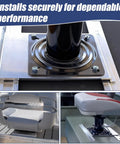 Tilt-N-Slide Boat Seat Pedestal Base With 15-Inch Rails, heavy-duty aluminum bench seat plate installed on boat