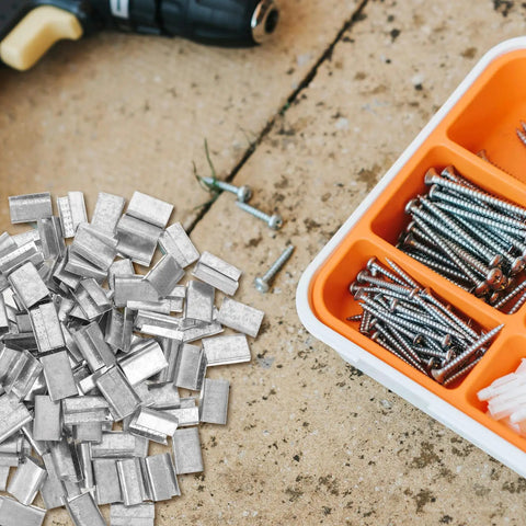 Portable Metal Banding Clips And Heavy Duty Strapping Buckle Kit For Industrial Packaging And Shipping with steel clamps and screws